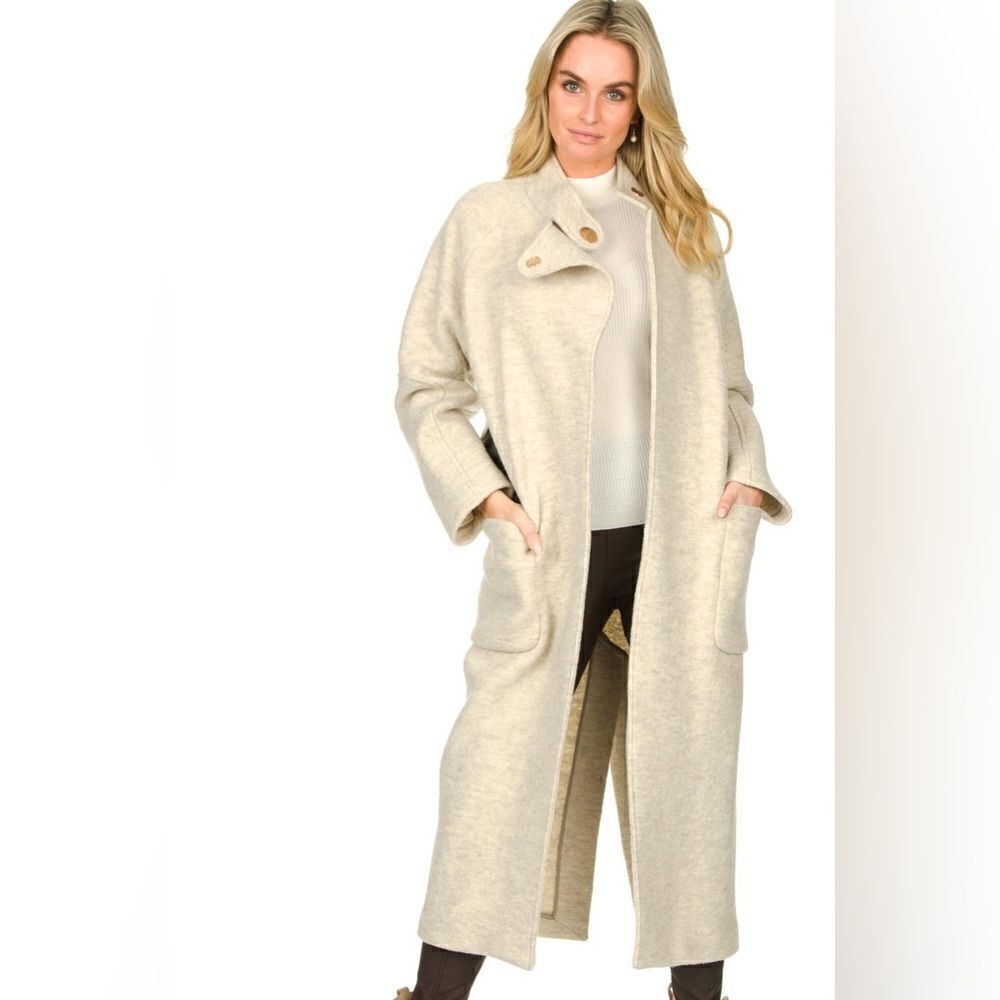 NWT Ba&Sh Come Wool White Tranch Coat Black Leather Belt Size XS - Picture 4 of 16